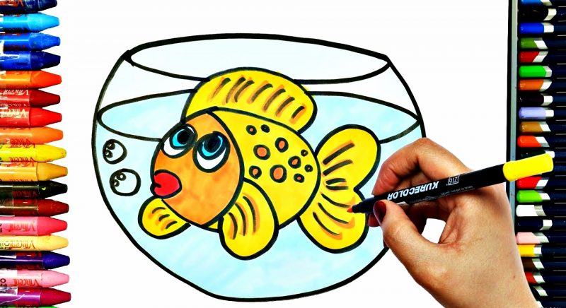 Vẽ con cá trong lọ thủy tinh