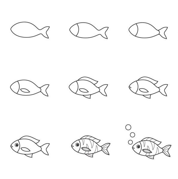 Cách vẽ con cá bằng bong bóng khí