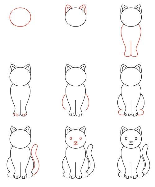 Cách vẽ con mèo ngồi úp mặt