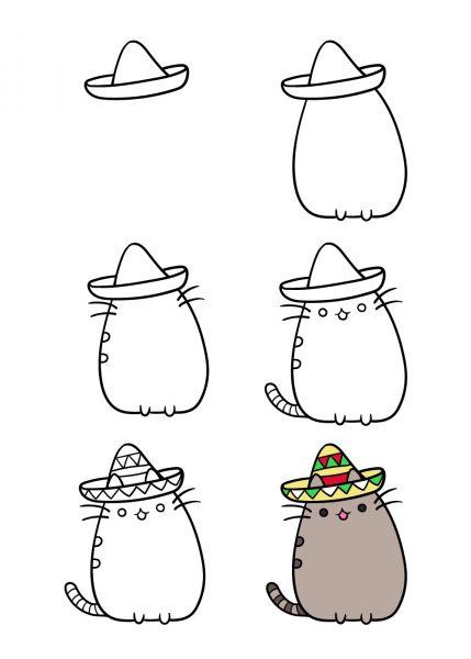 Làm thế nào để vẽ một con mèo đội mũ