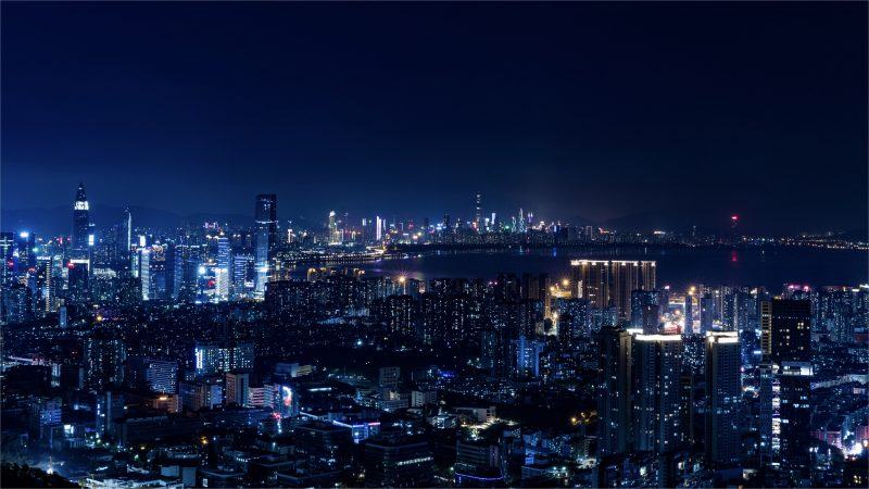 Máy tính để bàn 4K toàn cảnh thành phố vào ban đêm