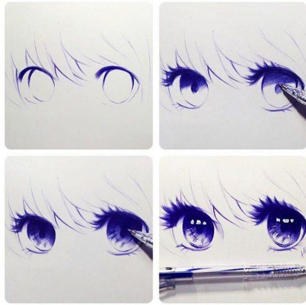Cách vẽ mắt anime nữ đẹp với lông mày rậm