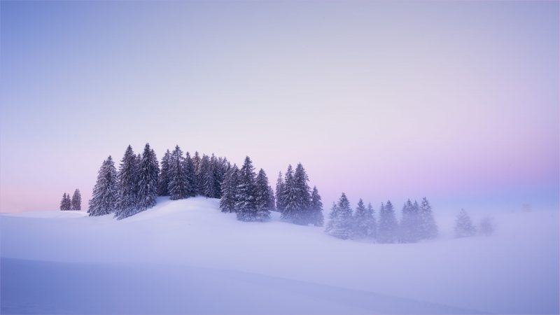 Hình nền tuyết và sương mù núi mùa đông 4K 3840x2160 pixel