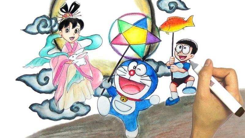 Treo giữa mùa thu vẽ Doraemon