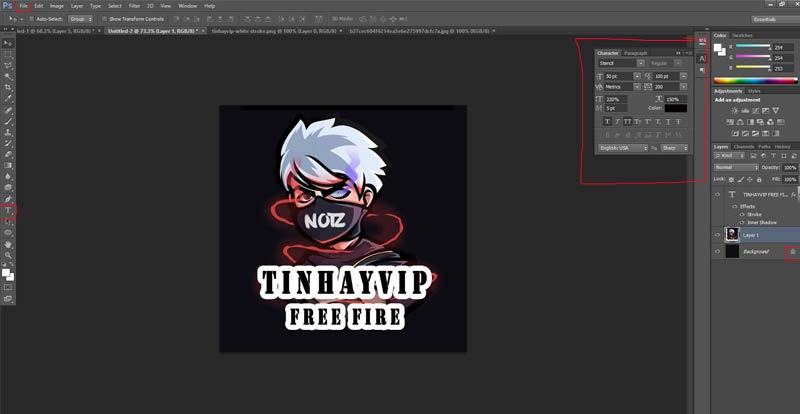 Bước 2: Tạo logo FF bằng Photoshop