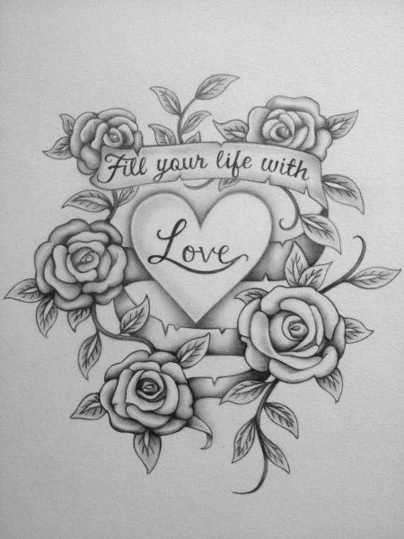 Vẽ hoa bằng bút chì về tình yêu