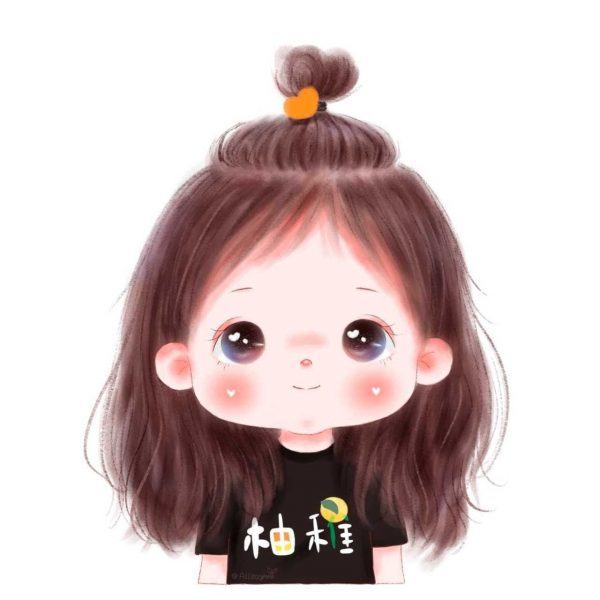 avatar dễ thương cho cô gái chibi búi tóc cao
