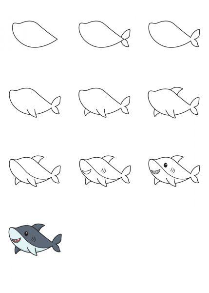 Làm thế nào để vẽ một con cá mập dễ thương