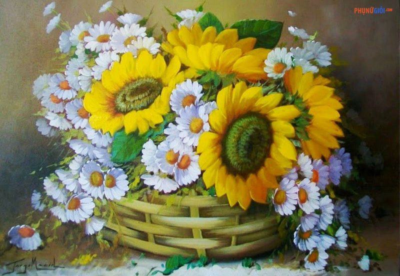 Vẽ hoa Vẽ hoa và lá trong giỏ tre thật dễ dàng