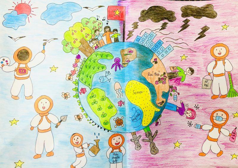Vẽ thành phố yên bình và hạnh phúc lớp 9