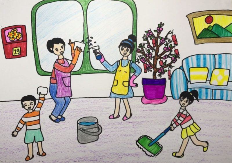 Vẽ sinh hoạt gia đình đơn giản lớp 4