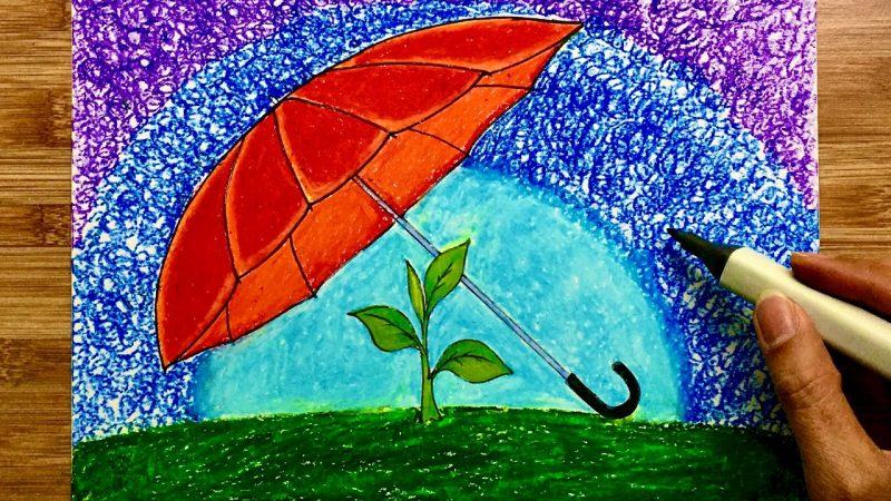 Vẽ thế giới tương lai bằng một chiếc ô màu xanh lá cây