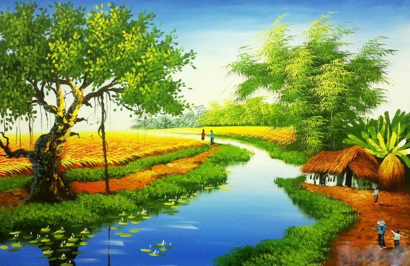 Tình yêu quê hương, cánh đồng lúa và bức tranh sông nước