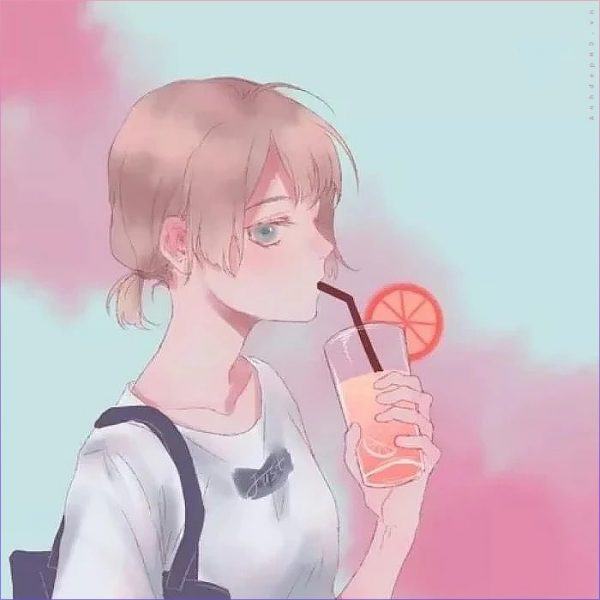 hai avatar anime uống nước cam