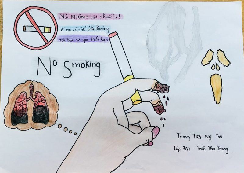 Vẽ về chủ đề bàn tay biến mất thế giới không khói thuốc