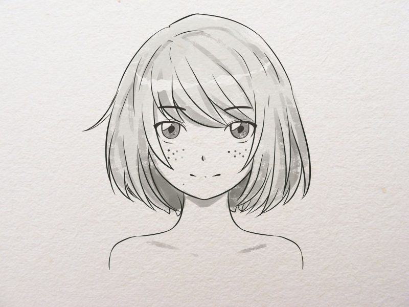Vẽ một cô gái anime xinh đẹp với mái tóc ngắn