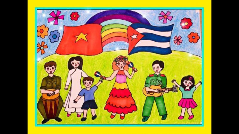 Vẽ tranh về chủ đề hữu nghị Việt Nam - Cuba, múa hát