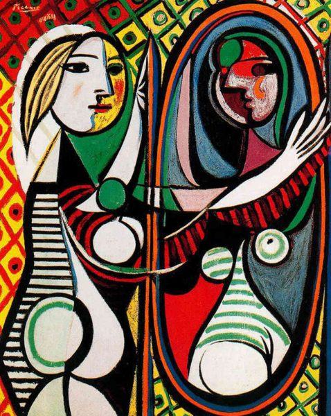 Tranh của Picasso vẽ người soi gương