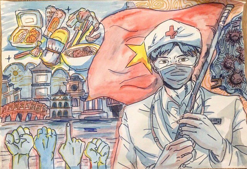 Zeichne ein Bild von Hanoi in mir während der Anti-Epidemie-Saison