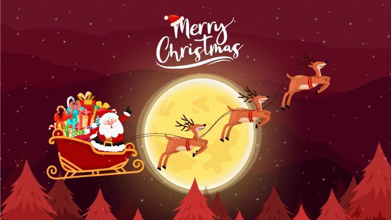 trang giáng sinh ông già noel cưỡi tuần lộc