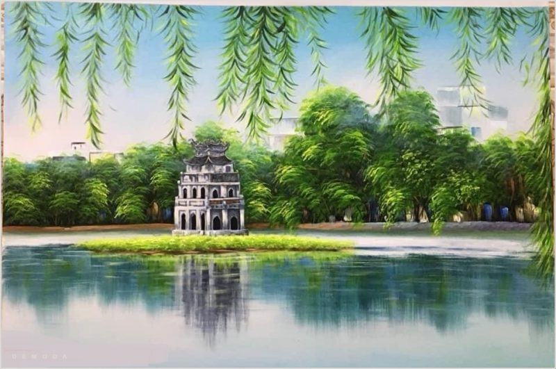 Hình ảnh Ho Gum đối diện với Tháp Rùa