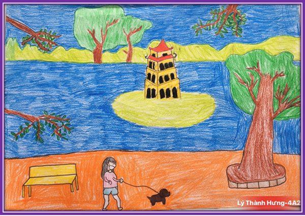 Một bức tranh giản dị về khu vực hồ Hoàn Kiếm của học sinh