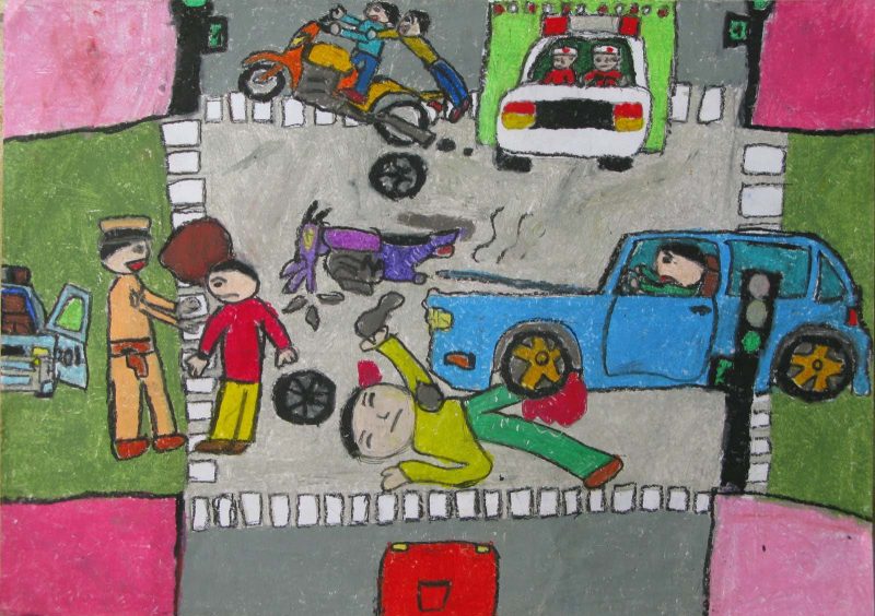 Vẽ tranh tai nạn giao thông vì an toàn giao thông