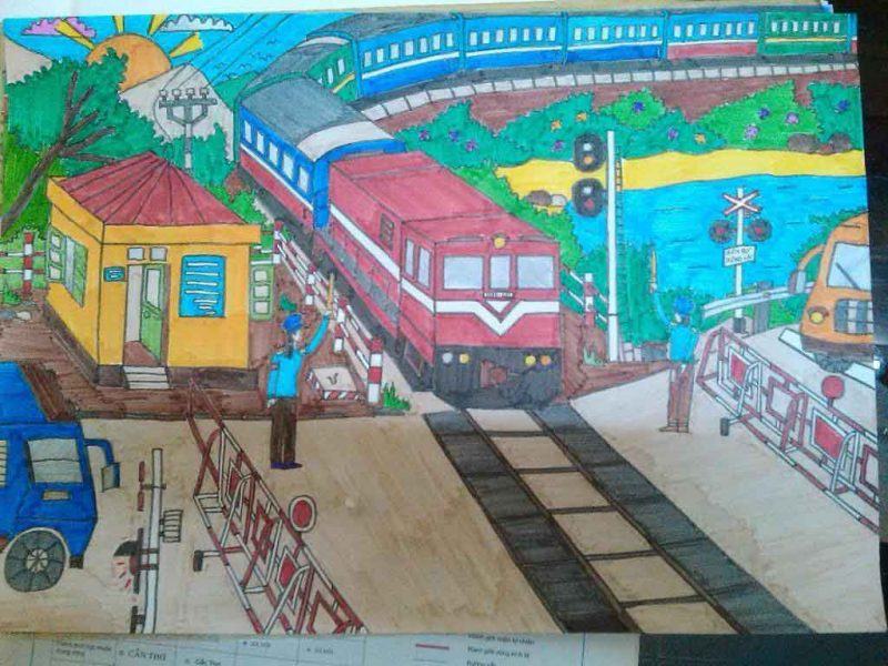 Vẽ tranh an toàn giao thông liên quan đến luật đường sắt