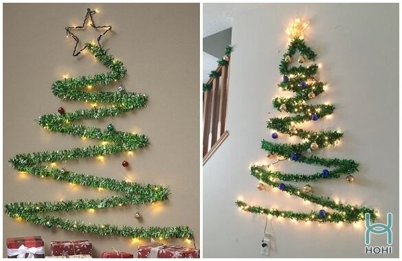 Cách làm cây thông Noel trên tường