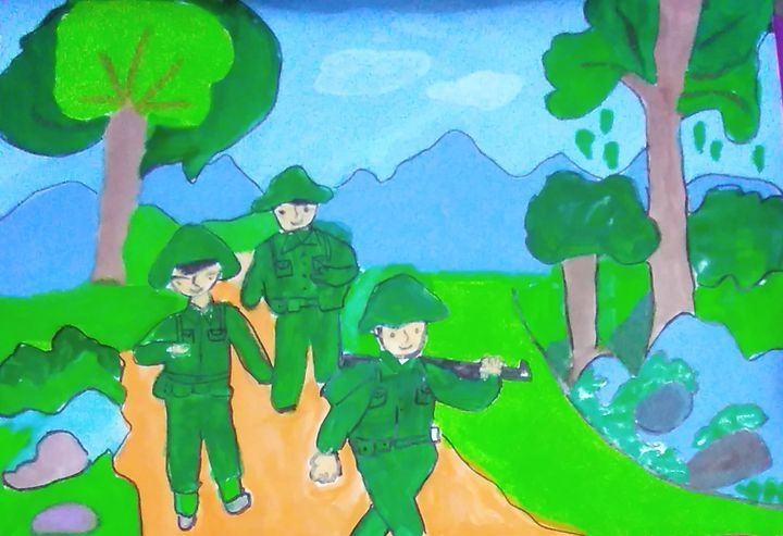Vẽ người lính bằng màu nước