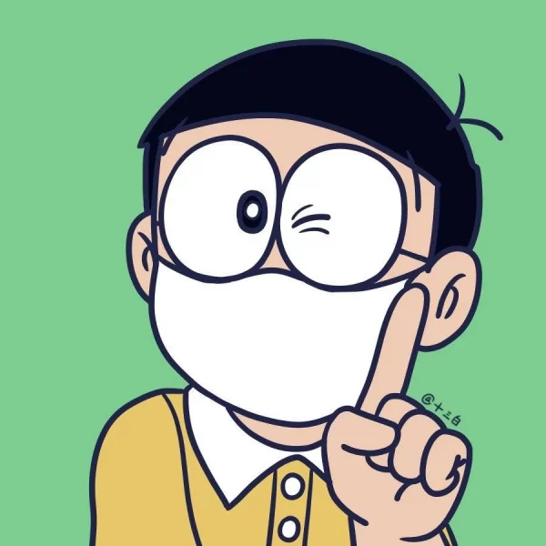 Tranh nhân vật Nobita đeo mặt nạ