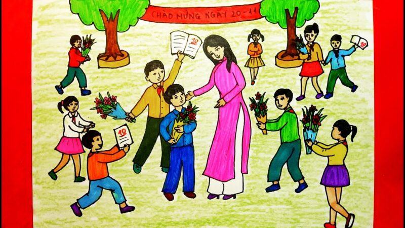 Vẽ tranh mừng ngày nhà giáo Việt Nam cực đẹp