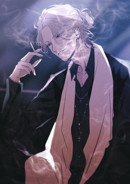 Hình ảnh anime nam buồn hút thuốc