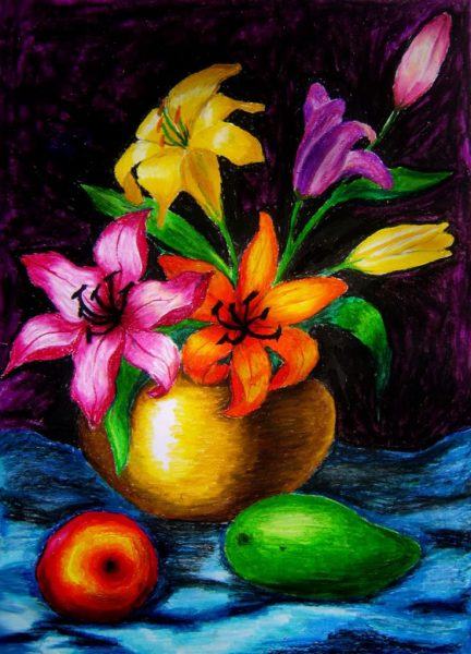 vẽ tĩnh vật lọ hoa và quả lớp 7
