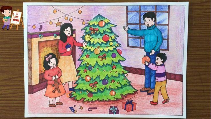 Phim hoạt hình Giáng sinh về cha mẹ và con cái buộc bóng vào cây thông Noel