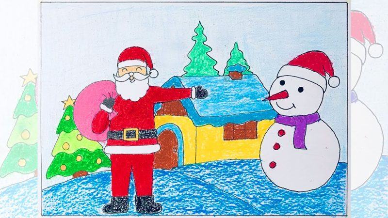 Vẽ ông già Noel và người tuyết giáng sinh