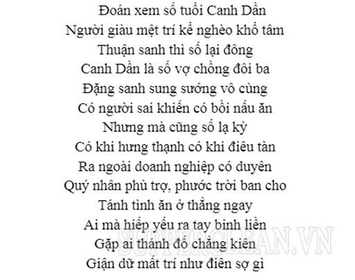 canh dần sinh năm bao nhiêu