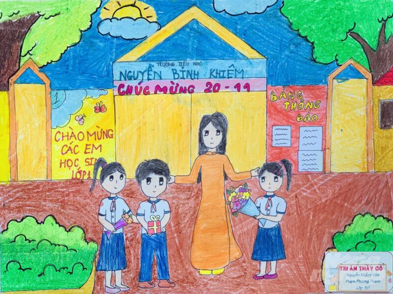 Vẽ bức tranh về chủ đề trường lớp của bé nhân ngày nhà giáo Việt Nam 20/11