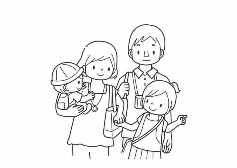 Vẽ gia đình 4 người