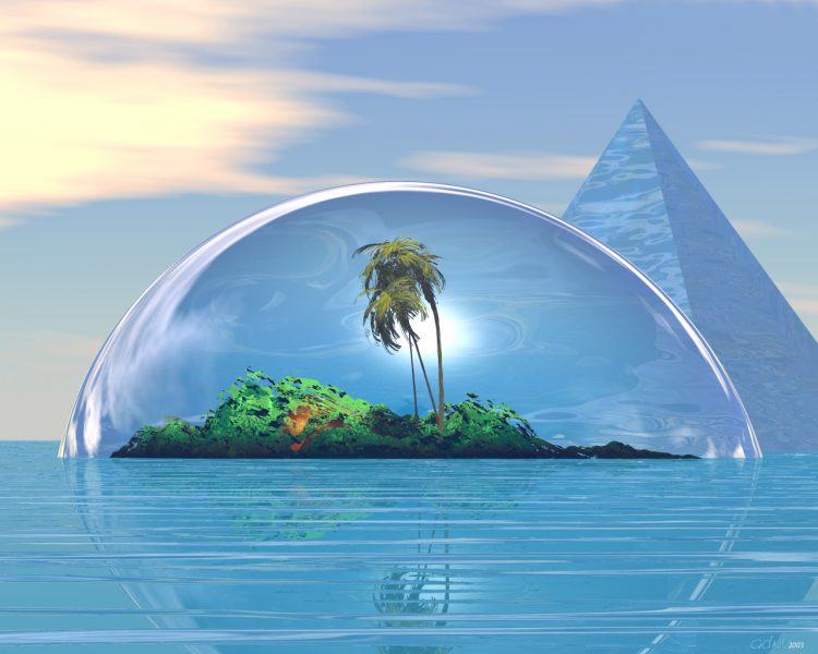 Hình ảnh 3D của một hòn đảo trên biển