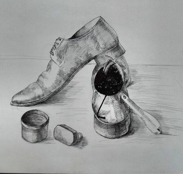 một bản phác thảo bút chì của một chiếc giày
