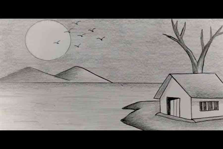 Hướng dẫn vẽ tranh phong cảnh bằng bút chì từng bước đơn giản cho người mới   how to draw scenery  YouTube