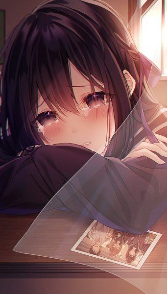 Anime cô gái buồn khóc vào ban đêm
