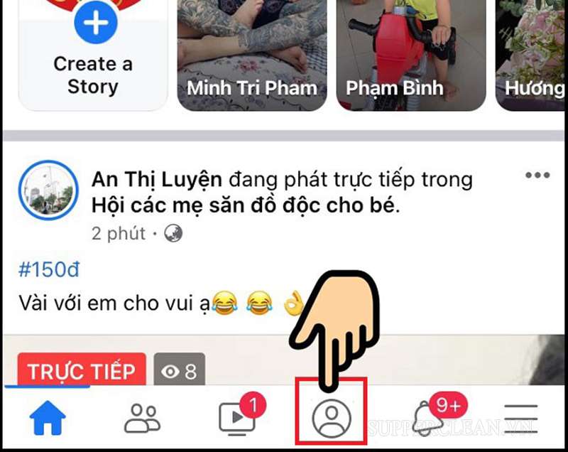 Truy cập trang chủ Facebook và nhấp vào biểu tượng để chuyển đến trang Facebook.