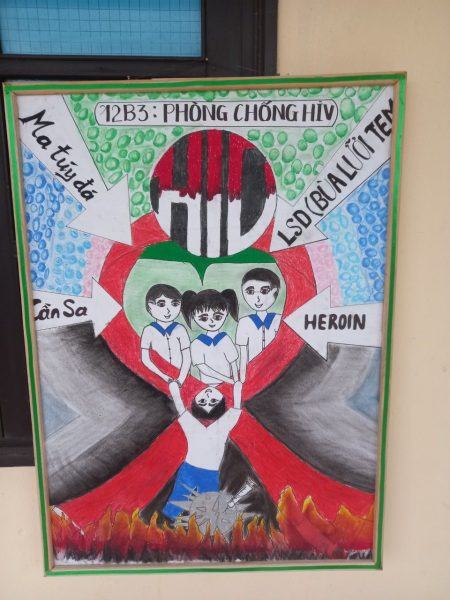 Một tấm áp phích đẹp và đơn giản dành cho học sinh chống lại HIV và AIDS