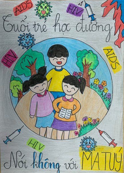 Vẽ tranh phòng chống HIV AIDS, trẻ em được bảo vệ khỏi cái ác