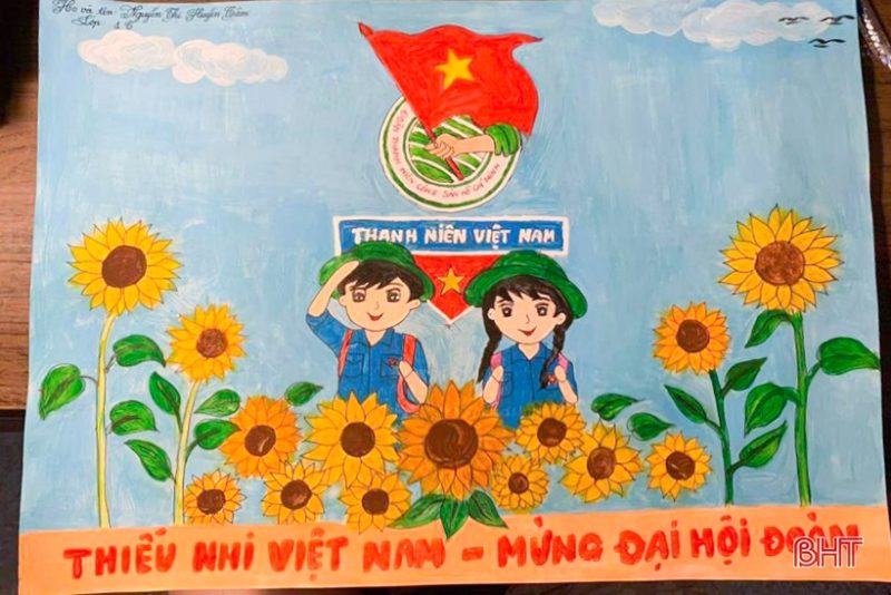 Tranh vẽ đơn giản Đoàn TNCS Hồ Chí Minh