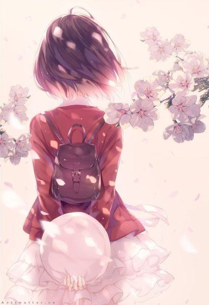 Hình ảnh lưng buồn của cô gái anime