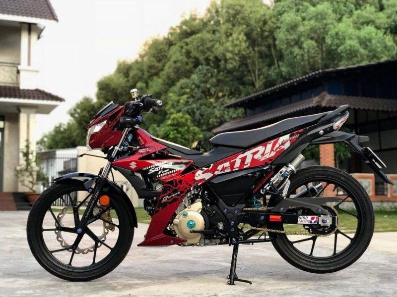 Ảnh xe satria đỏ đen mới về