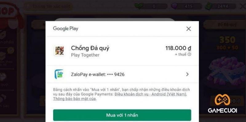 Cách cài đặt game Chơi bằng ví điện tử ZaloPay